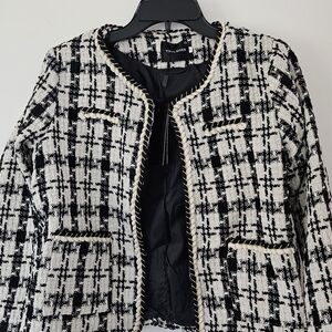 Women's Black and White Tweed Blazer